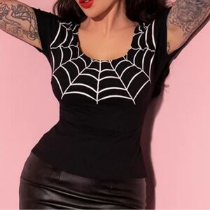 Vixen by Micheline Pitt black spiderweb mantrap top - XS